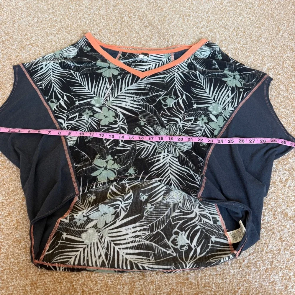 We The Free Free People Tropical Palm Print Dolman Mesh Top XS Boho Slouchy